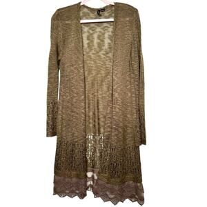 New Directions crochet cardigan Olive green Size Medium